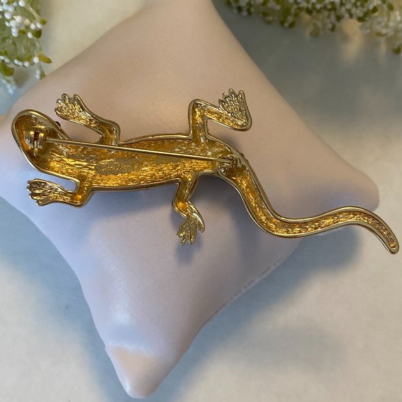 Vintage Signed Christian Dior - Germany Gecko Pin